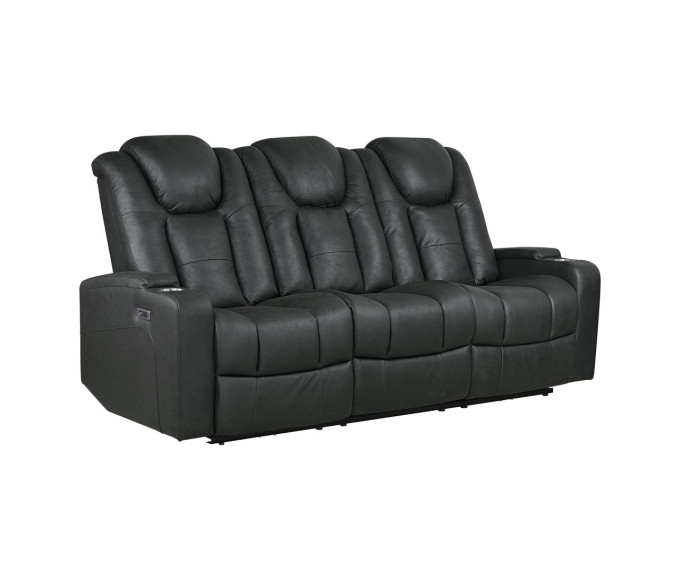 Luna Microfiber Power Reclining Sofa Black Luna Microfiber Power Reclining Sofa Black